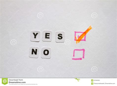 Yes Or No Answers Written In Black Letter Stock Photo Image Of