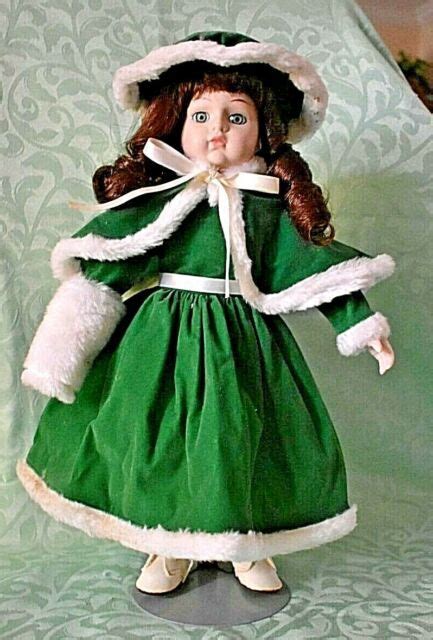 Christmas Around The World Porcelain Collector Doll Green Velvet Dress