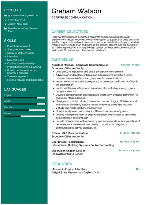 Keep it valuable…that is…make sure you point out what you bring. Corporate Communication Resume Example | Sample 2020 ...