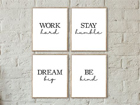 Instant Download Inspirational Wall Art Be Kind Work Hard Stay Humble