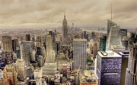 엠파이어 스테이트 빌딩 도시 풍경 Hdr 건물 뉴욕 시티 엠파이어 스테이트 빌딩 미국 Hd 배경 화면