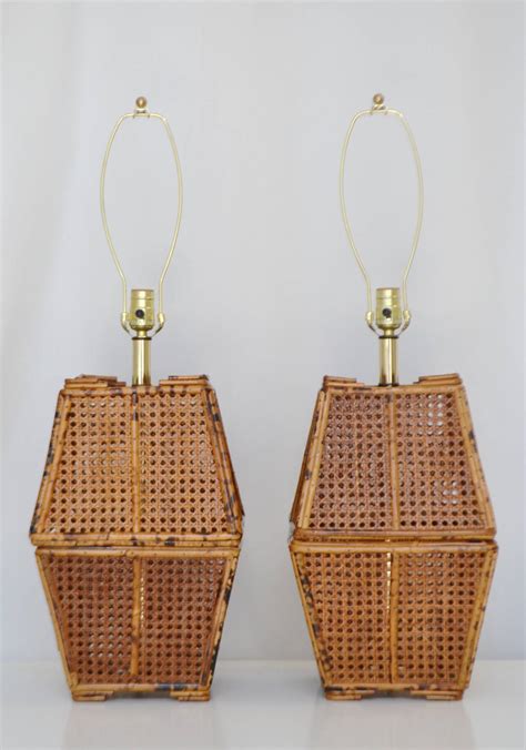 Our table lamp is handcrafted with a whitewashed mango wood frame and inset with woven cane panels for a look that merges british colonial and global styles. Pair of Bamboo and Rattan Table Lamps at 1stdibs