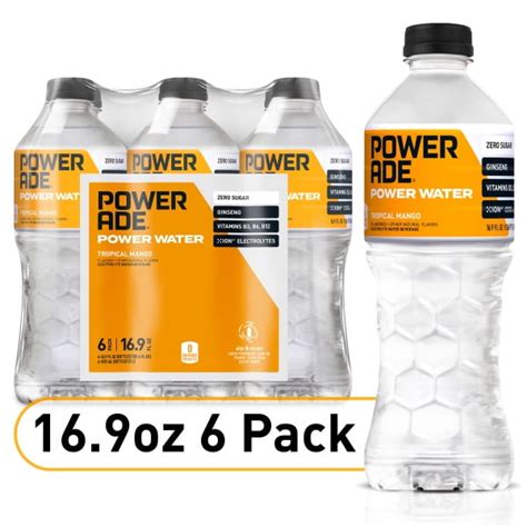 Powerade Power Water Tropical Mango 169 Fl Oz 6 Count