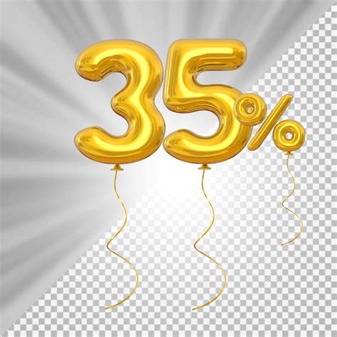 Premium Psd Promotion 35 Percentage Gold Balloon Number