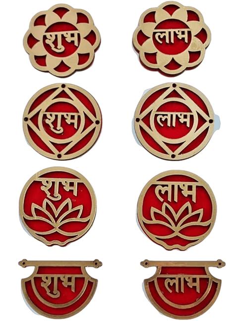 Buy Shoharsh Wooden Shubh Labh Swastik Stickers 4 Different Design