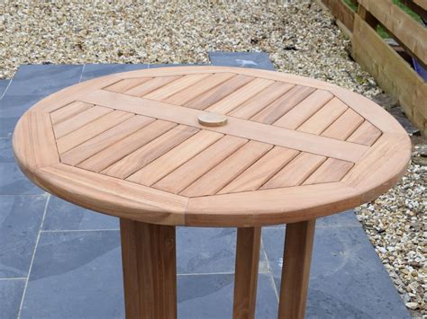 Teak 80cm Round Pedestal Table Patio Garden Furniture