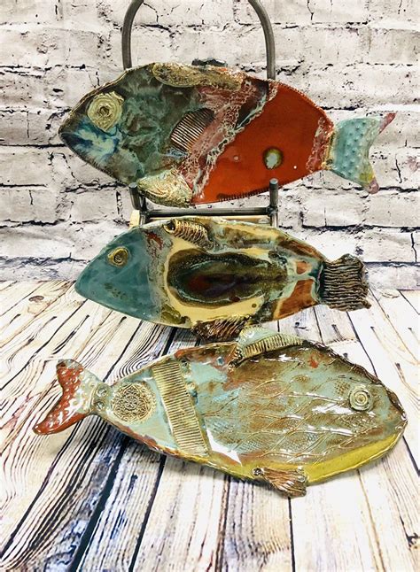 Textured Ceramic Fish Trayplate By Potterybyjessie On Etsy