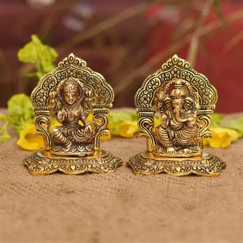 hindu gods laxmi lakshmi ganesha ganesh set metal idol statue showpiece 46 08 picclick