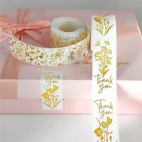 120pcs Rectangle Gold Foil Stickers Thank You For Small Business T