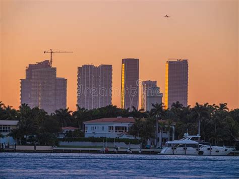 Highrise Buildings In Downtown Miami At Dusk Florida Usa Stock Image
