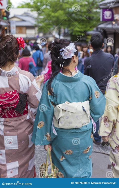 Kyoto Japan May 01 2014 Japanese Women Wear A Traditional D