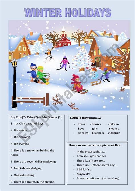 Describing A Picture Winter Holidays Esl Worksheet By Edegil