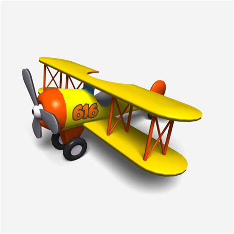 Cartoon Bi Plane 3d Model