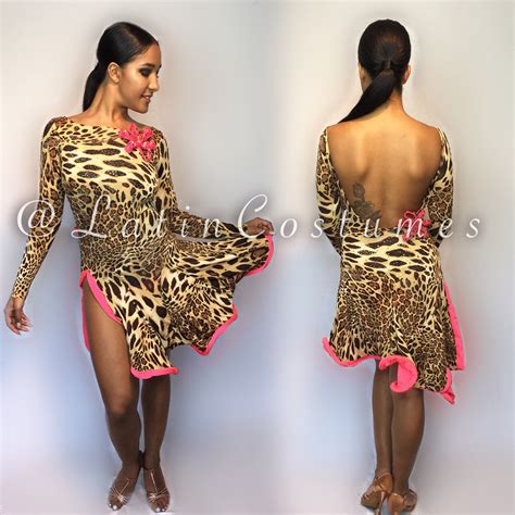 Latin Ballroom Salsa Dance Dress Costume Leopard Print Custom Etsy Dresses Salsa Dress