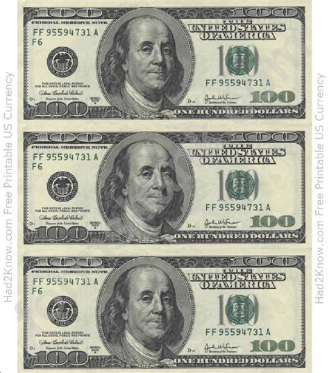 Hundred Dollar Bill Printable