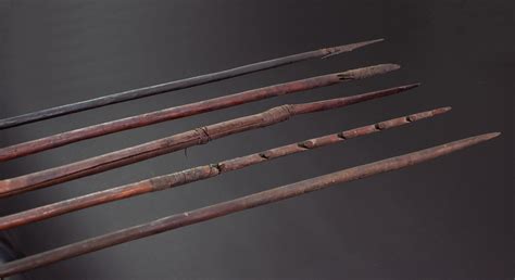 Spears Aboriginal Six Australian Aboriginal Carved And Painted Wood