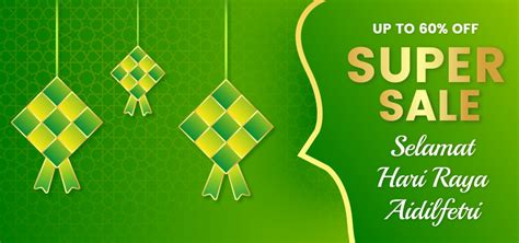 Vector ketupat with islamic pattern on green background. Paling Inspiratif Banner Ucapan Selamat Hari Raya - The ...