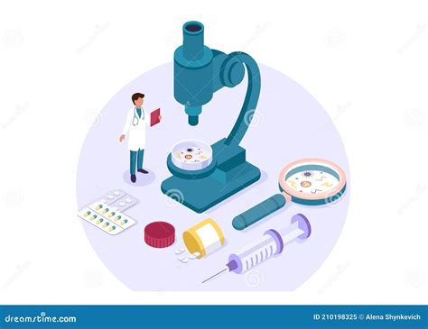 Isometric Scientific Laboratory Experiment Research Chemical Pharmaceutical Concept Scientists