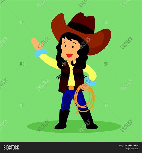 Cowgirl Throws Lasso Vector And Photo Free Trial Bigstock