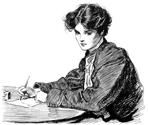A Young Woman Writing A Letter Pen And Ink Drawing By