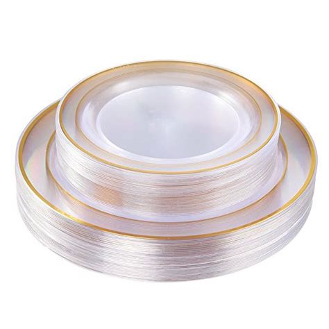 Gold Plastic Plates 60 Pieces Disposable Wedding Plates Crystal
