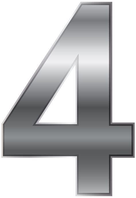 Silver Number Four Png Transparent Clip Art Image Gallery