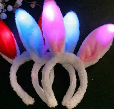 Buy Led Light Luminous Rabbit Ears Flashing Bunny Ears Headdress Head Hair Band