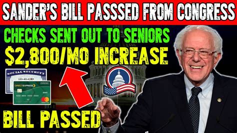 Sanders Bill Passed From Congress Social Security Increase 2800mo