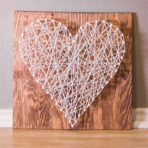 Items Similar To String Art Heart On Stained Wood On Etsy