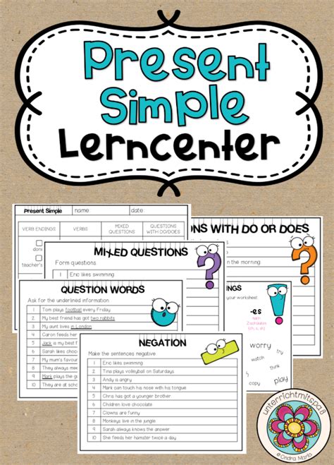 Das simple present ist die einfache gegenwart. PRESENT SIMPLE - Lerntheke/Stationenbetrieb (Zum Üben und ...