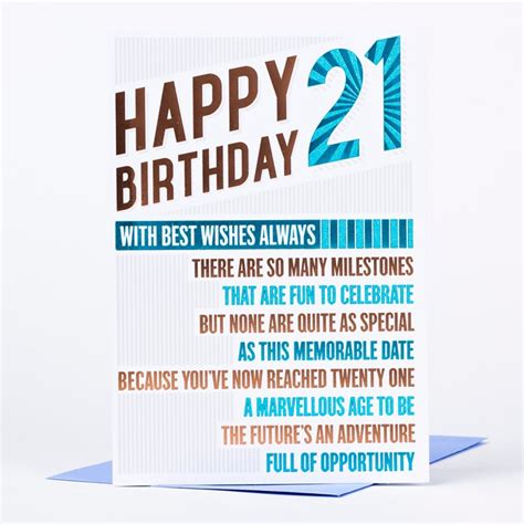 Maybe you would like to learn more about one of these? 21st Birthday Card - Happy birthday 21 - only 89p