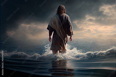 Christ Walking On Water Sea Of Galilee Stock Illustration Adobe Stock