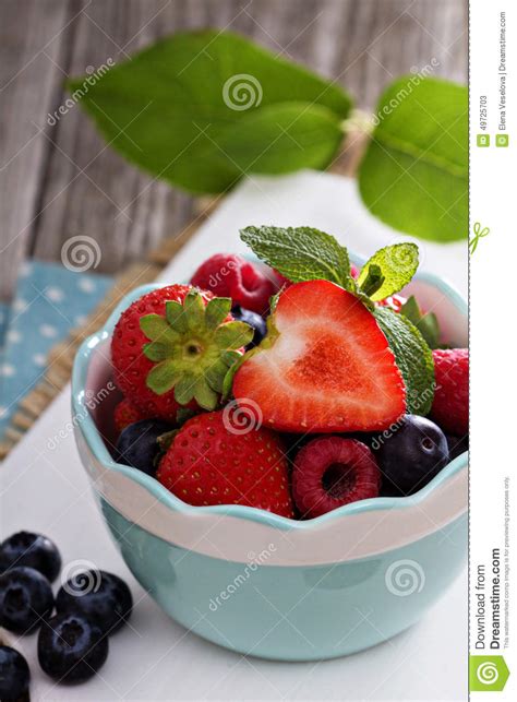Bowl With Assorted Berries Stock Image Image Of Mixed 49725703