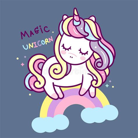 Cute Unicorn Cartoon With Rainbow Magic Little Pony For Nursery Poster