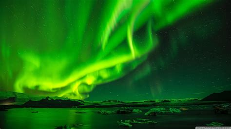 Green Northern Lights Night Sky Ultra Hd Desktop Background Wallpaper