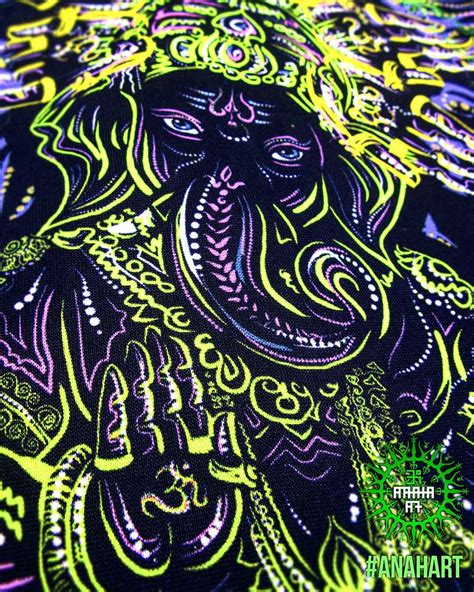 Psychedelic India Blacklight Tapestry Ganesha Trippy Home Wall Decor