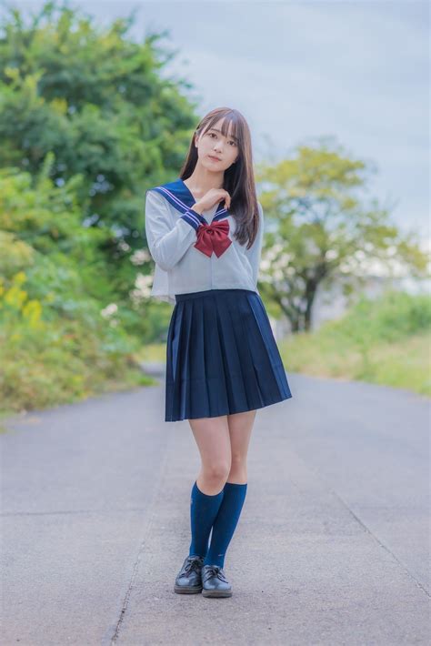 School Wear School Girl Perfect Bangs Japanese School Skater Skirt Poses Female Cute