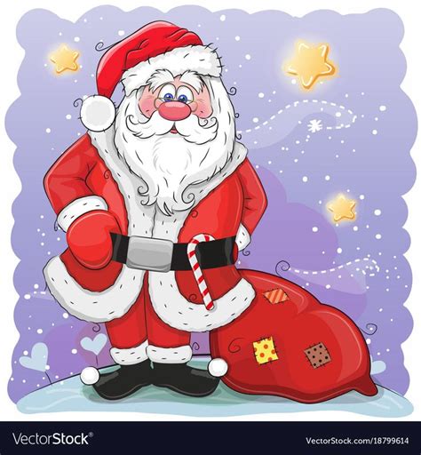 Cute Cartoon Santa Claus With Bag Royalty Free Vector Image Santa