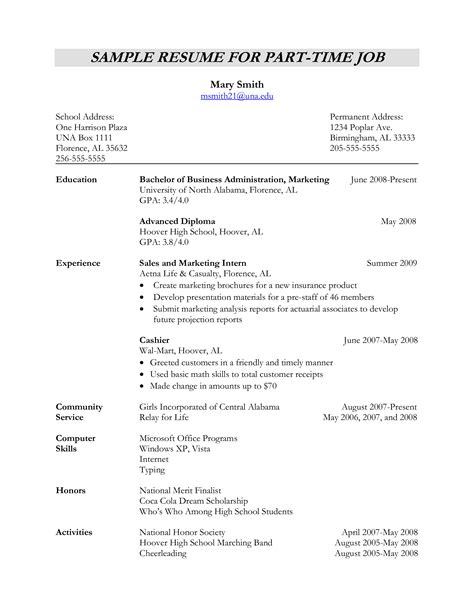This cv type is a hybrid of the chronological … Part Time Job Resume Format | Templates at ...