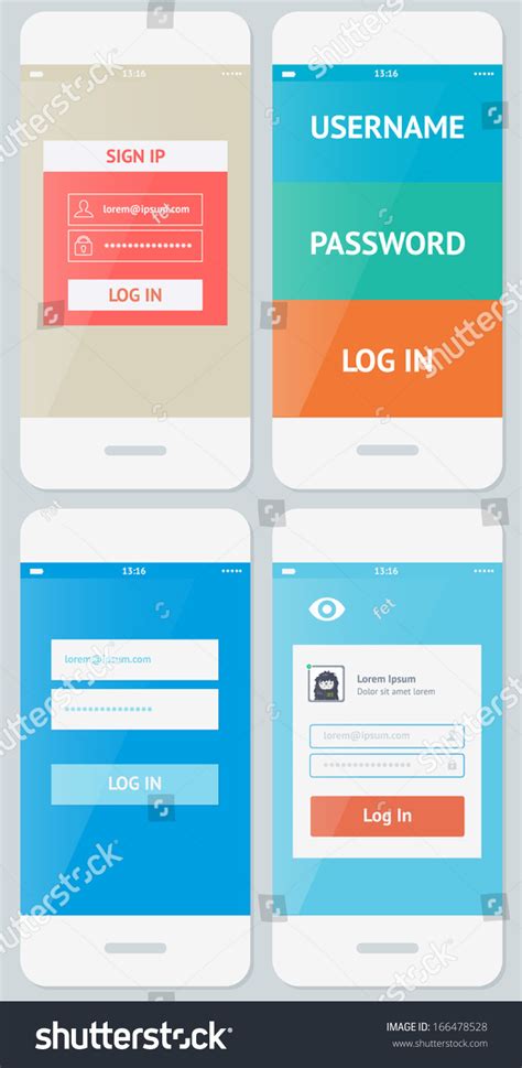 Beautiful Examples Login Forms Websites Apps Stock Vector Royalty Free