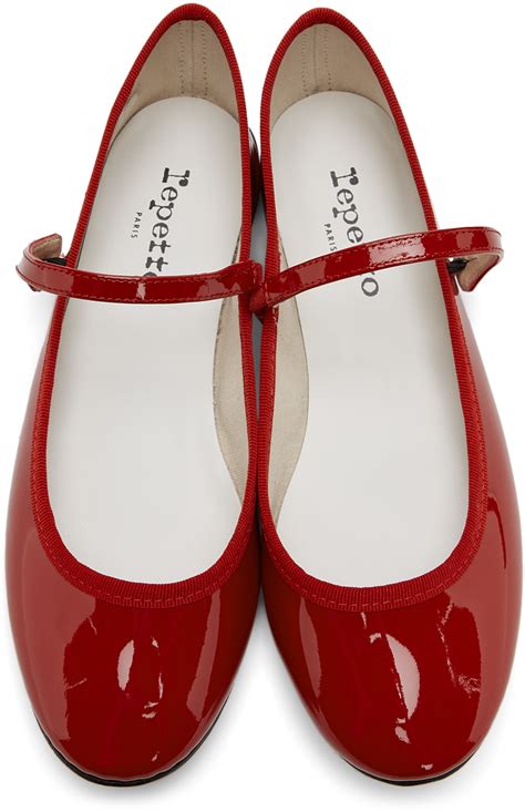 Repetto Red Patent Lio Mary Jane Ballerina Flats Repetto