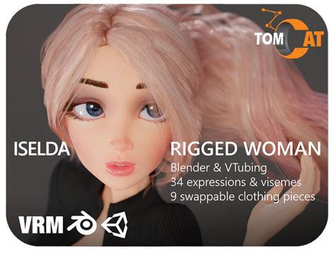 3d Model Iselda Rigged Woman Character For Blender And Vtube Vr Ar