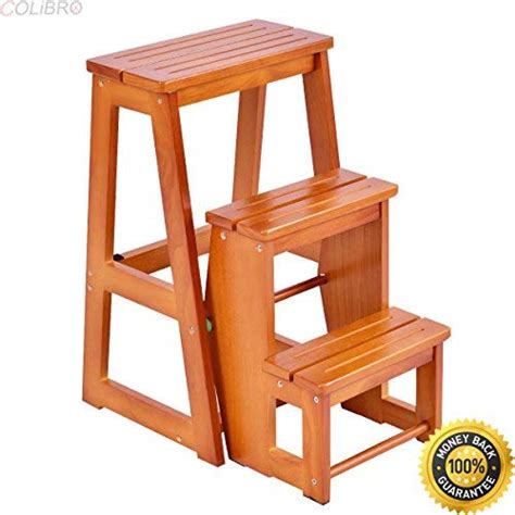 Buy Colibrox Wood Step Stool Folding 3 Tier Ladder Chair Bench Seat