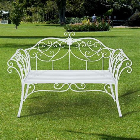 Shop metal outdoor benches outdoor seating at walmart and save. Outdoor Garden Bench-White Metal Steel Patio Bench Seat 2 ...