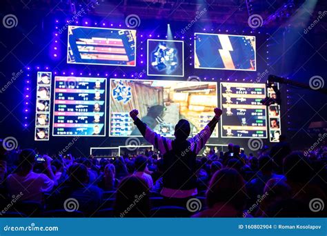 Big Esports Event Video Games Fan On A Tribune At Tournament S Arena