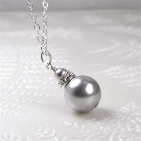 Gray Pearl Pendant Grey Pearl Necklace Sterling Silver