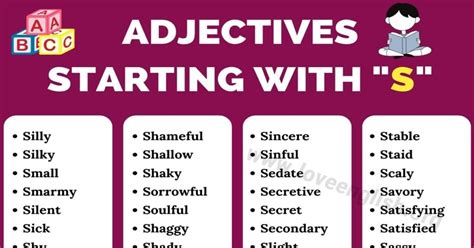 Adjectives That Start With S List Of 100 Adjectives Starting With S