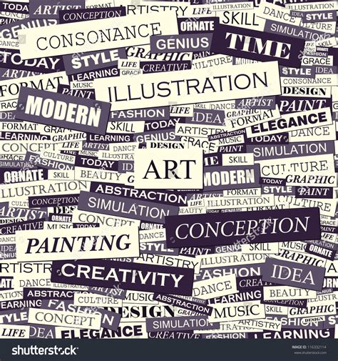 Art Seamless Word Collage Vector Illustration 116332114 Shutterstock