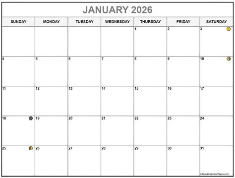 January 2026 Lunar Calendar Moon Phase Calendar