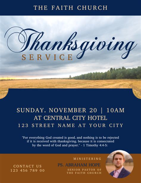 Thanksgiving Service Church Flyer Template Postermywall